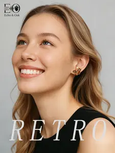 Russian Copper Base Austrian Crystal Multi-Shaped Gemstone Amber Earrings, Fashionable Unisex Clip-On Jewelry