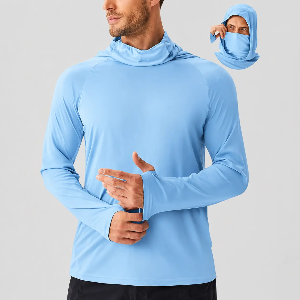 Upf 50+ Men's Long Sleeve Sun Skin Protection T-Shirt Outdoor Fishing Hoodies Us