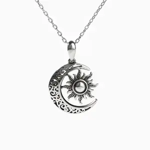 Jeulia "Moon & Sun" Celtic Sterling Silver Necklace