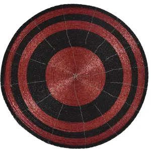 Silver Beaded Placemats – Set of 4 Elegant 14" Handmade Charger Mats for Glamorous Dining Table Decor