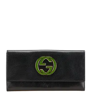 Pre-owned GUCCI Calfskin Small Leather Goods Interlocking G Leather Long Wallet