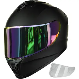 Motorcycle Helmets for Adult Men Women, Full Face Lightweight Street Bike Racing DOT Helmet with Extra Clear Visor Model AU-T801