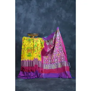 Elegant Gadwal Patola Weaved Border Saree with Kanchi Zari detail