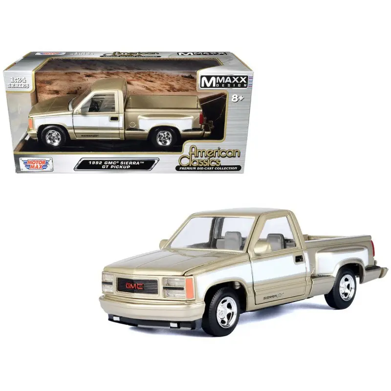 Motormax 1:24 1992 GMC Sierra GT Pick up Truck 2 Tone – Beige/Gold Diecast Model Car