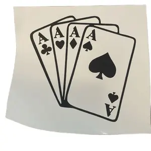 Ace Cards Car Decal - Black and White Design Featuring Four Cards with Aces and Spades