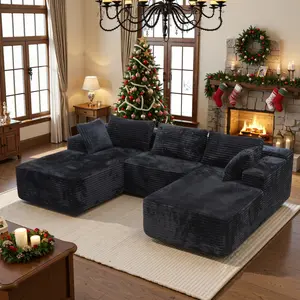 【Deals For You Days】NMXVXMN 98.4" Oversized Modular Cloud Sectional Sofa Set ，U Shaped Boneless Couch High-Density Foam Plush Corduroy Deep Seat Sofa Bed for Living Room Bedroom,No Assembly Required