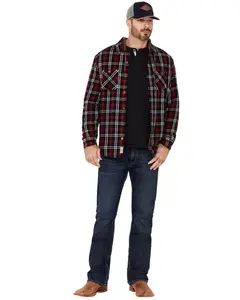 Flag Men's And Anthem Holloway  Plaid Print Hooded Shirt Jacket - Fa18ow135-Red