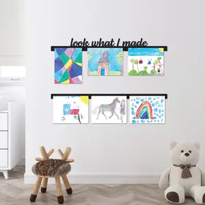 "look what I made" Wall-mounted Magnetic Kids Artwork Display Set, Playroom Wall Art, Modern Kids Room Decor, Playroom Decor Sign, Kids Art Display Sign, House Warming Gift, Baby Shower Present, Kid's Birthday Idea, Minimalist Wall Decor