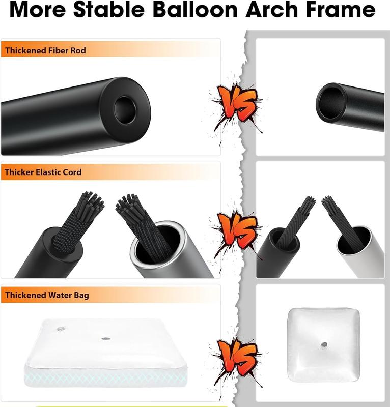 Balloon Arch Kit 9FT Height & 10FT Width Adjustable Stand with Glass Fiber Poles PVC Base Water Bags Pump Clips Knotter Ropes for Wedding Baby Shower Gender Reveal Graduation Birthday Decorations