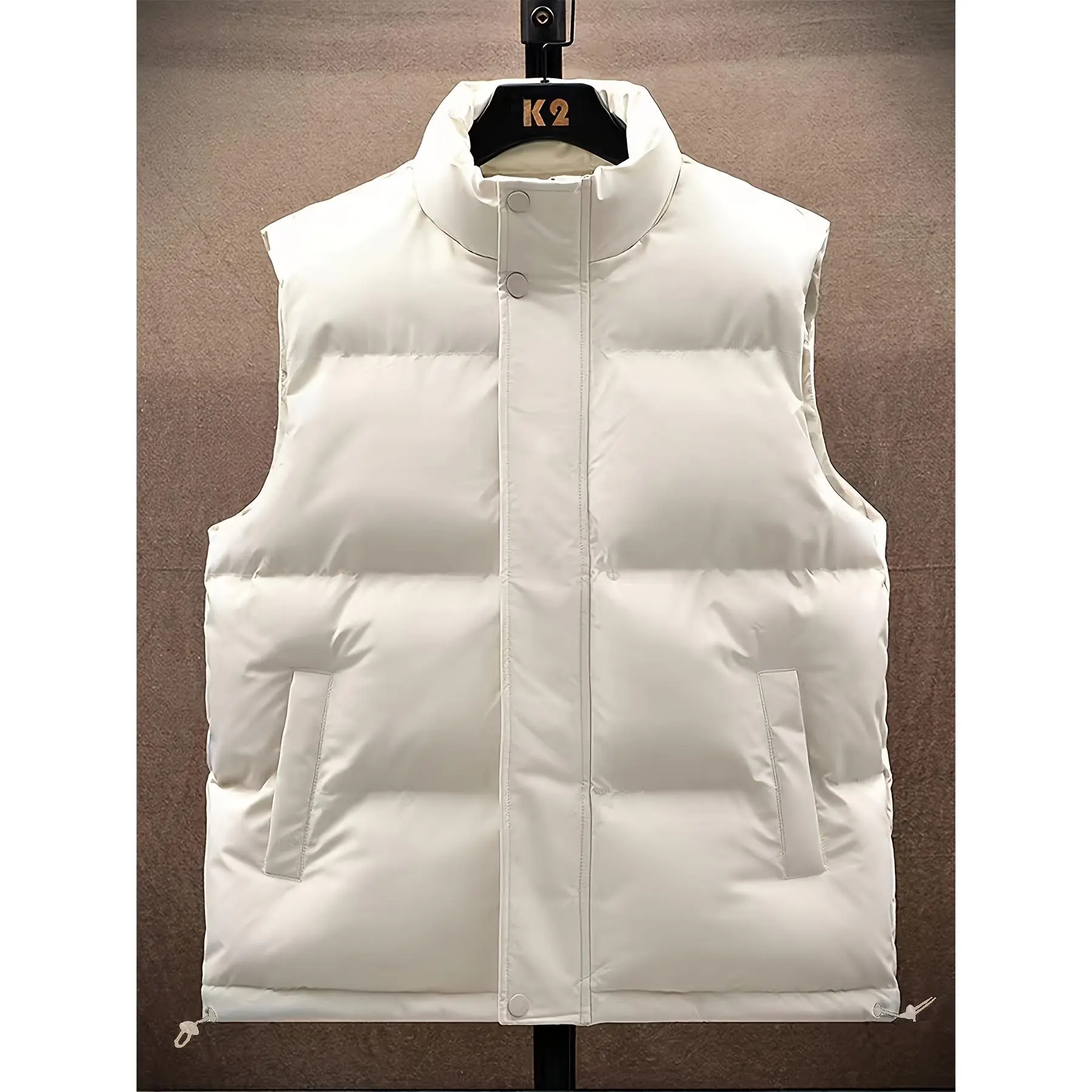 [Water-Resistant Windproof Vest] Water-Resistant Windproof Mens Lightweight Padded Vest - Sleeveless Coat with Zip-Up Front, Two Pockets, and Stand Collar - Perfect for Spring and Fall Seasons