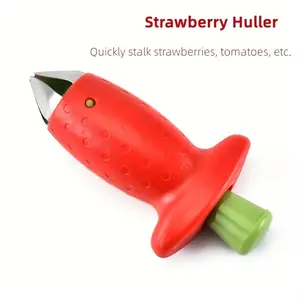 1 pc strawberry shelling tool Easy-to-use stainless steel corer Red handle for easy kitchen preparation Stem removal Fruit Kitchen Fruit Utensil Vegetable Fruit Utensils