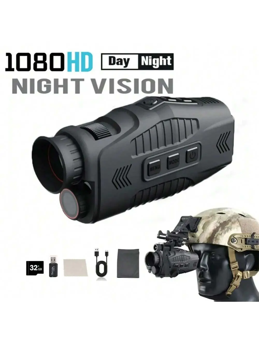 Gaomon Monocular Scope - 5X Digital Zoom, 300m Full Dark Night Vision Distance, 1080p Sensor, HD Infrared Goggles, Long-Range Telescopic Hunting Device