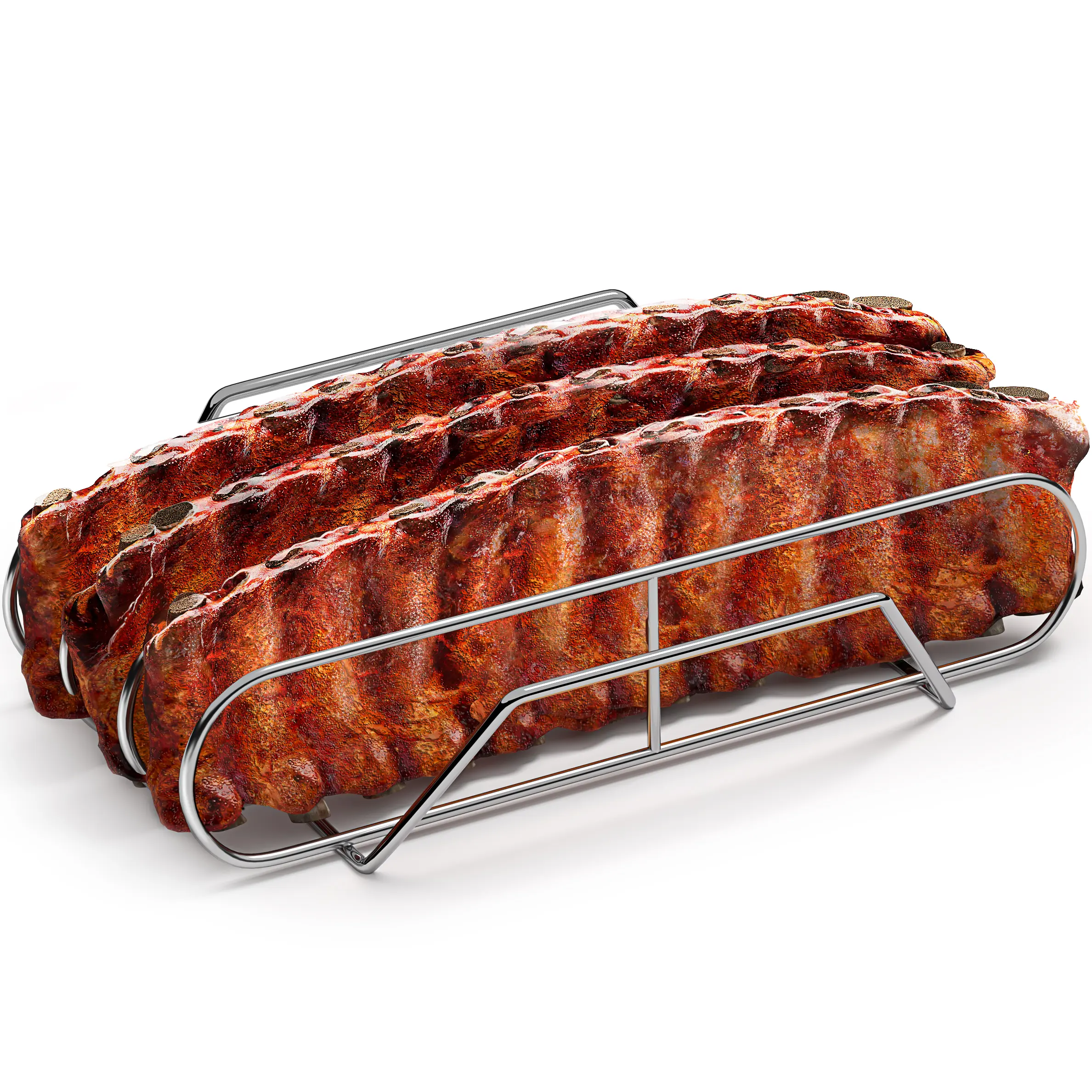 Sorbus XL Non-Stick Porcelain Steel Coated Durable Rib Rack - 4-Rack Holding Roasting Stand with Even Airflow, Multi-Grill Fit, Camping Gear for Grilling, Picnic, Outdoor BBQ