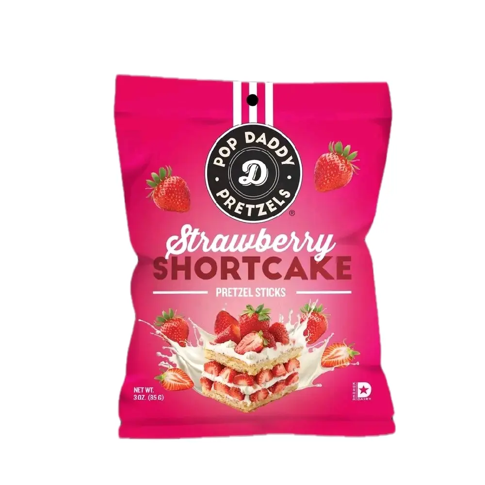 3 Pack Pop Daddy Strawberry Shortcake Flavored Pretzels, 3oz Snack, Dessert