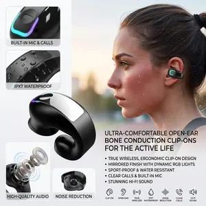 2026 Earphone Clip Wireless Bluetooth noise cancelling Headphone Bone Conduction Headset High Quality TWS Auriculares Sport  Canceling With Mic