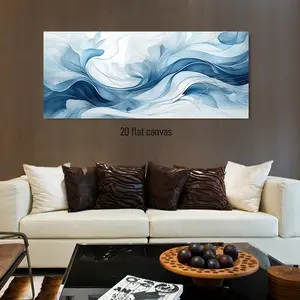 1Pcs Modern Minimalist Abstract Blue Fluid Lines Frameless Canvas Wall Art Painting for Living Room Bedroom Home Decor Wall Art