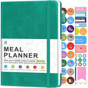 Meal Planner Notebook, Weekly & Daily Meal Prep Journal with Shopping and Grocery Lists for  Planning Menu Planning  Diet and Habits , Last 1 Year,Undated, A5, Green