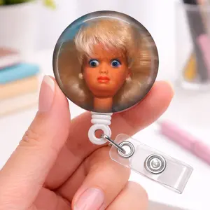 Funny WTF Girl Meme Sparkly Retractable Badge Reel Cute Expression Acrylic ID Holder For Nurses Doctors Nursing Students Work Accessory