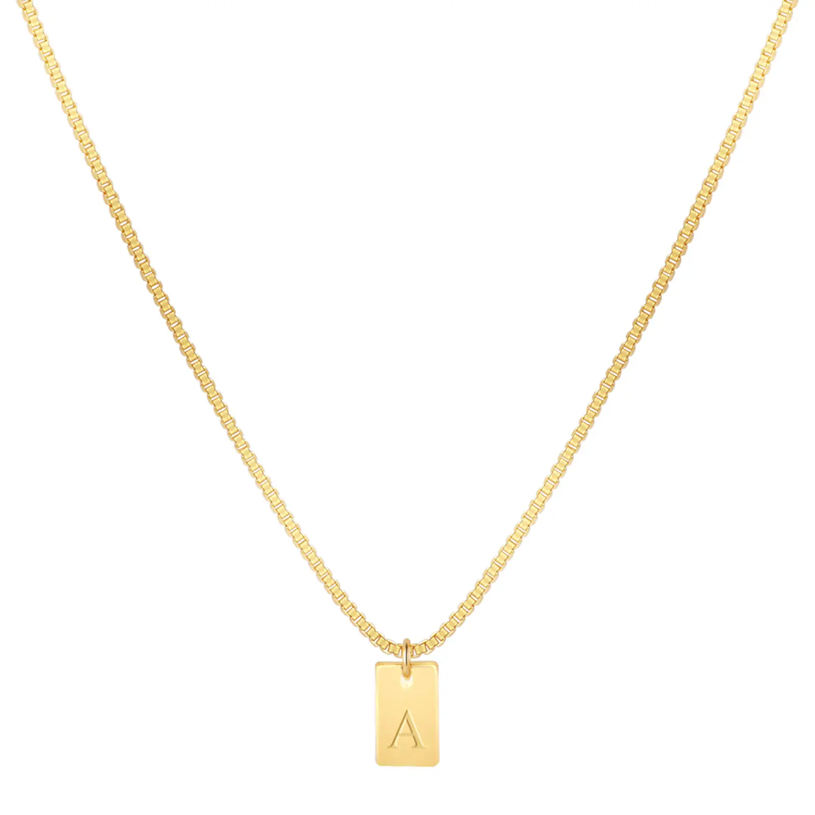 YEKILUS Personalized 14K Gold Plated Square Initial Necklace - 26 Alphabet Letter Pendant, Dainty Custom Fashion Accessory for Women, Versatile & Trendy