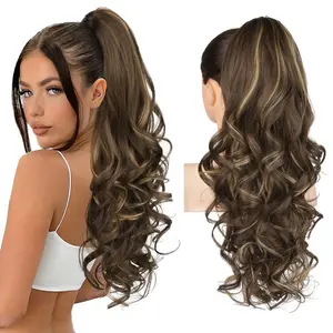 【Flash Sale】SummerVibes AISI HAIR 18/24inch Long Curly Wavy Claw Clip in Ponytail Hair Extensions for Women Curly Wavy Loose Deep Wave Hairpieces for Daily Wear Glueless Kinky Straight Seamless Narrow Weft