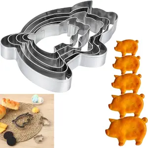5 Pcs Pig Cookie Cutter Set, Mexican Marranitos & Puerquito Cookie Cutters for Baking Biscuits Fondant Pastry