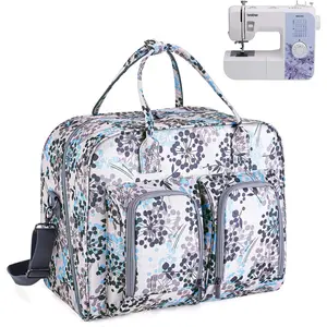 Sewing Machine Carrying Case, Sewing Machine Tote with Bottom Wooden Board Pad for Most Standard Sewing Machines and Accessories, Dandelion