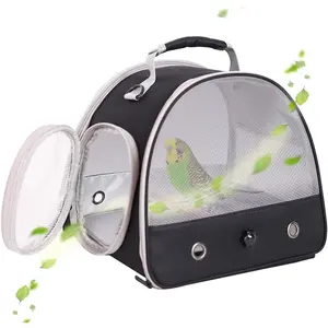 Bird Carrier, Portable Small Bird Parrot Parakeet Carrier with Standing Perch and Stainless Steel Tray, Side Access Window Collapsible