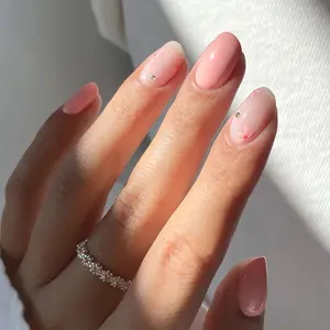 Almond Fake Nail, 24pcs Charming Floral Design Elegant Rhinestone Decorated Medium Almond Shape Fashion Press on Nails for Women & Girls DIY Nail Art, Elegant Stick on Nails Kit Nail Designs