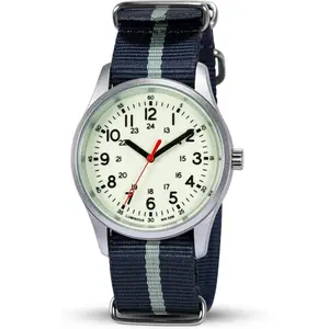 BYW19   Glow in The Dark Watches for Men, 12/24 Hour Military Time Watch Waterproof, Field Outdoor Sport Mens Wristwatch with Slip-Thru Nylon Band