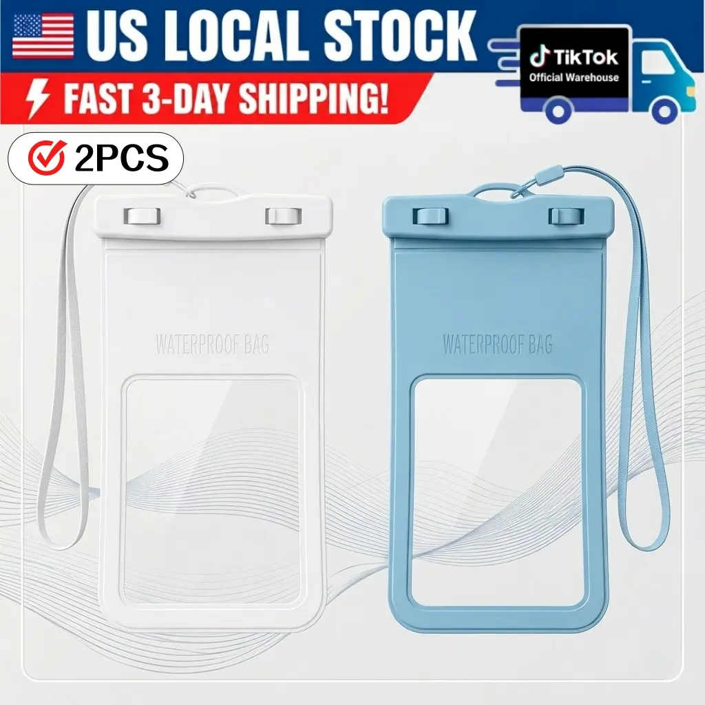2 Pack Waterproof Phone Pouch, IPX8 Universal Clear Cell Phone Case Dry Bag with Lanyard for iPhone Galaxy Up To 7.2", Vacation Cruise Ship Essentials for Winter Swimming, Diving, Kayaking, Hot Springs, SPA