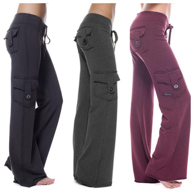 Women's High-Waist Cargo Yoga Leggings with Pockets - Buttery Soft Tummy Control, 85% Poly 15% Spandex, Machine Washable, Yoga Wear, Casual Fitness Pants, Athletic Workout Pants, Athleisure Leggings, Gym-to-Street Summer Casual Bottoms