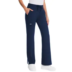 Yoga Scrub Pants for Women - 4-Way Stretch Work Pants with 5 Pockets (1 Cargo), Mid Rise Flared Fit for Nurses & Healthcare Professionals