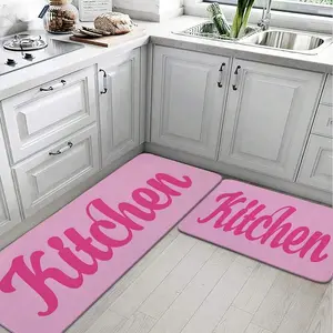 1/2 Pcs Pink Style Absorbent Kitchen Mat, High-End Printed Kitchen Soft Moisture-Absorbent And Anti-Slip Suitable For Bathroom Door, Kitchen, Dining Room, Coffee Shop Carpets, As Well As Living Room, Bedroom And Entry-Level Home Decoration Carpets