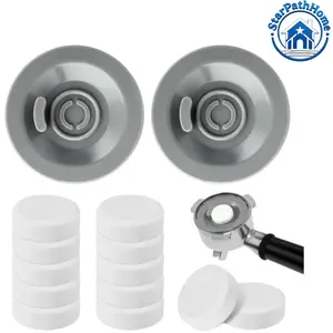 12 Pcs Cleaning Tablets and 2 Pcs Rubber Backflush Disc for Breville, 54mm Espresso Cleaning Discs, Clean Interior Parts and Portafilter