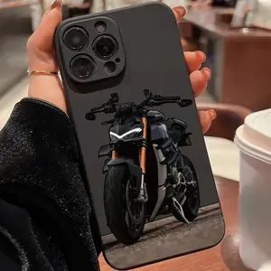 Stylish Cool Black Motorcycle Pattern Case for iPhone 17 16 Pro Max 15 Plus 14 13 12 11  Air XR XS Shockproof Non Slip Military-Grade Protection Silicone Cellphone Cover
