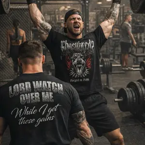 FORGED IN PAIN-HEAVY CORE OVERSIZED GYM TEE MINERAL WASH EDITION Men's Workout Tee with Bold Graphic Design