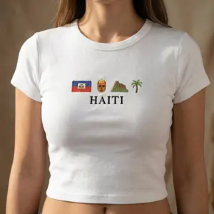 Haiti Baby Tee, Latin Crop Tank Top, Y2K Latina Aesthetic Shirt, Summer Style, Haiti Flag Top, Gift for Her