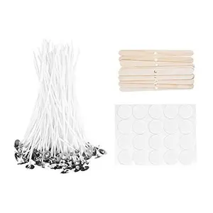 Mandala Crafts 100 Candle Wicks for Candle Making - Candle Wick Candle Making Kit 60 Candle Wick Stickers - Pretabbed Candle Wicks for Candlemaking Soy Wax 10 Wick Holders