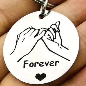 Friendship Love Forever Pinky Promise Keychain – Stainless Steel Round Keyring For Couples – Ideal Gift For Boyfriend, Girlfriend, Husband, Wife