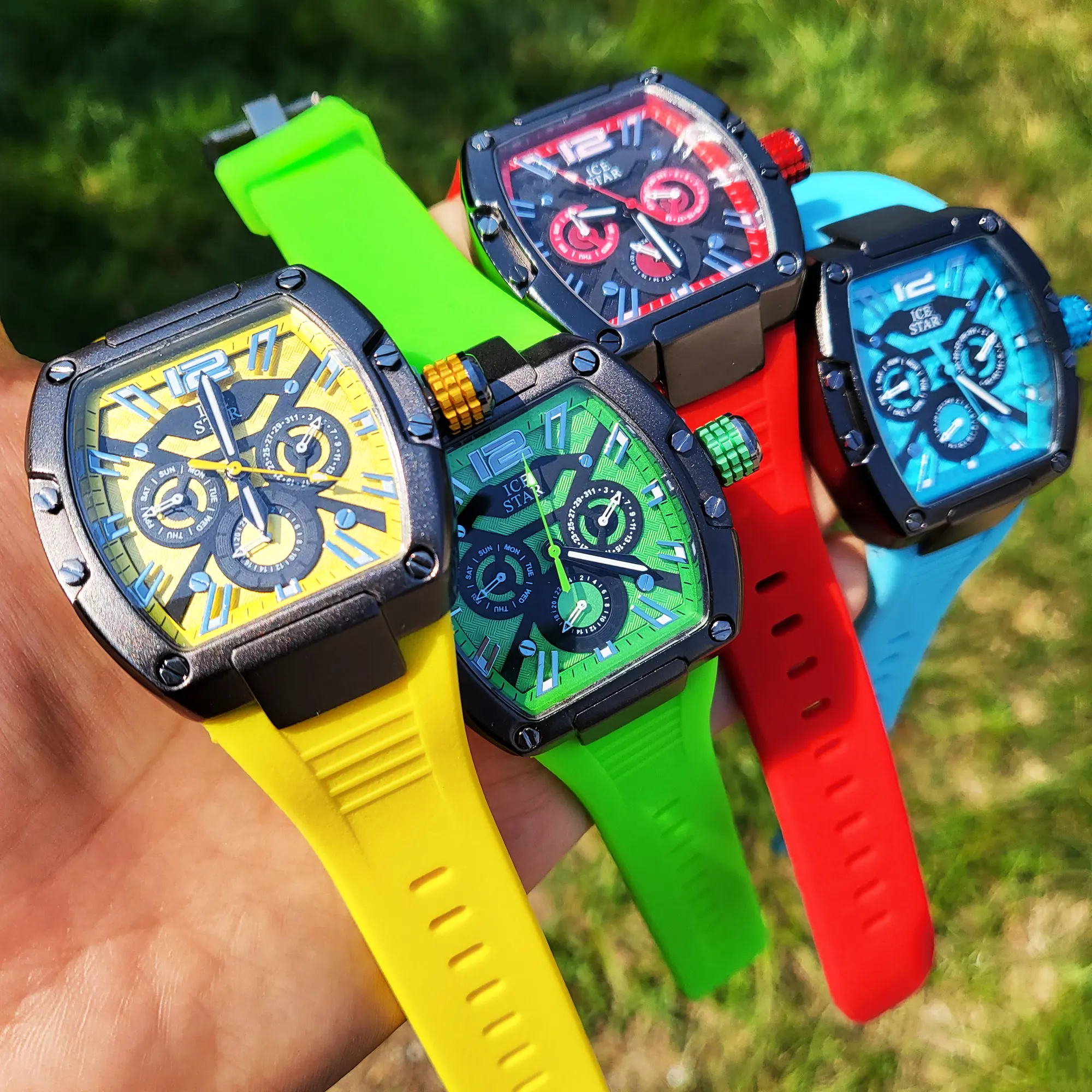 MaxBling81 Iced Bling Square Analog Japanese Quartz Wristwatch - Waterproof, Durable Multi-Function Movement, Sports Silicone Band, Unisex Hip Hop Fashion Accessory