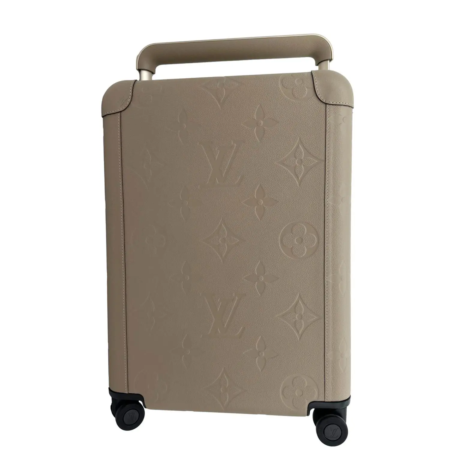 Pre-owned Louis Vuitton Leather Travel Bags Horizon 55 Giant Monogram Empreinte Carry On Suitcase Beige