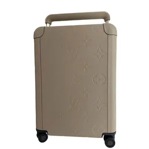 Pre-owned Louis Vuitton Leather Travel Bags Horizon 55 Giant Monogram Empreinte Carry On Suitcase Beige