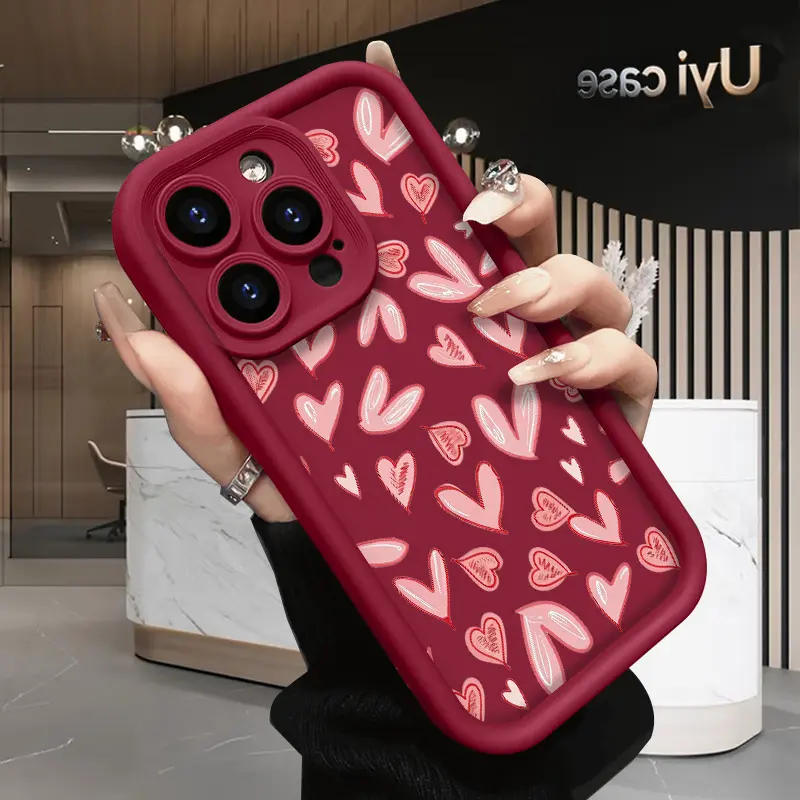 Romantic Heart Case for iPhone 17 Air 16 15 14 Pro Max 13 12 11 X XS Plus Rugged Durable shockproof Anti-Scratch soft Silicone case Protection Cellphone