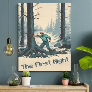Minecraft Art | "The First Night" | Framed Canvas | Dark Fantasy | Minecraft Poster | Minecraft Painting | Realistic Minecraft