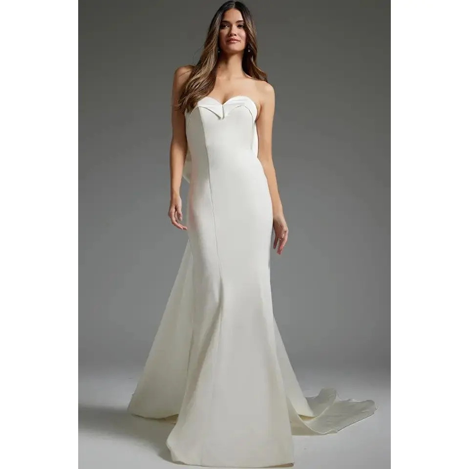 Jovani -JB05352 Strapless Crepe Mermaid Wedding Dress