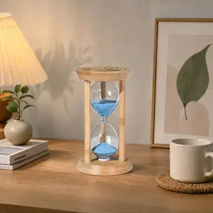 Luminous Bamboo and Wood Anti-fall Children's Hourglass Timer Decoration Creative Retro Birthday Gift Time Hourglass