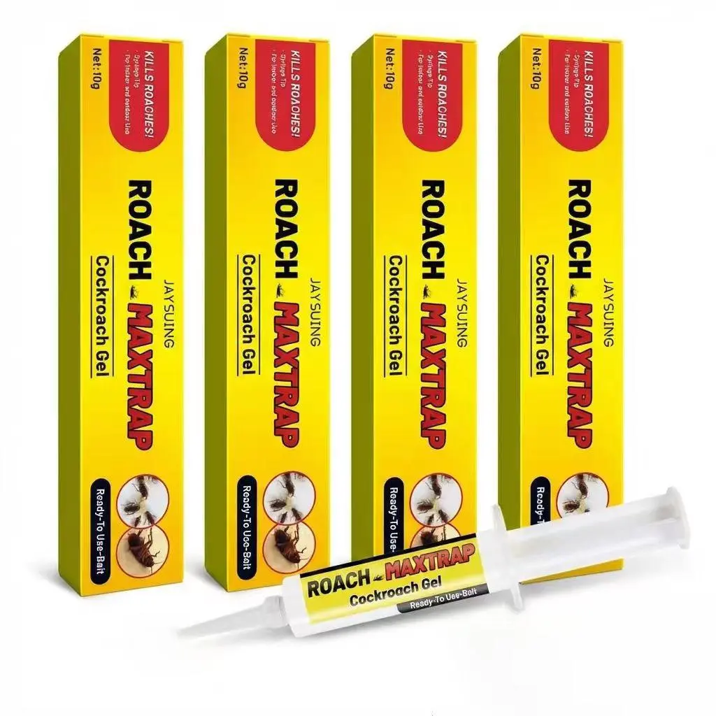Cockroach Gel Bait Exterminator - Roach Control Solution & Repellent Gel, Indoor Outdoor Pest Control for German & American Roaches with Plunger & Precision Tip (1-Pack/4-Pack Available), Cockroach Exterminator
