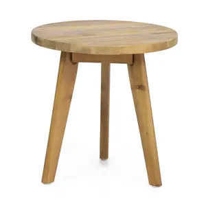 Christopher Knight Home Marina Side Table Round Top 3-Jut Legs Mod Funky Design Handcrafted Acacia Wood Natural End Table for Bedroom Living Room N767P407089N