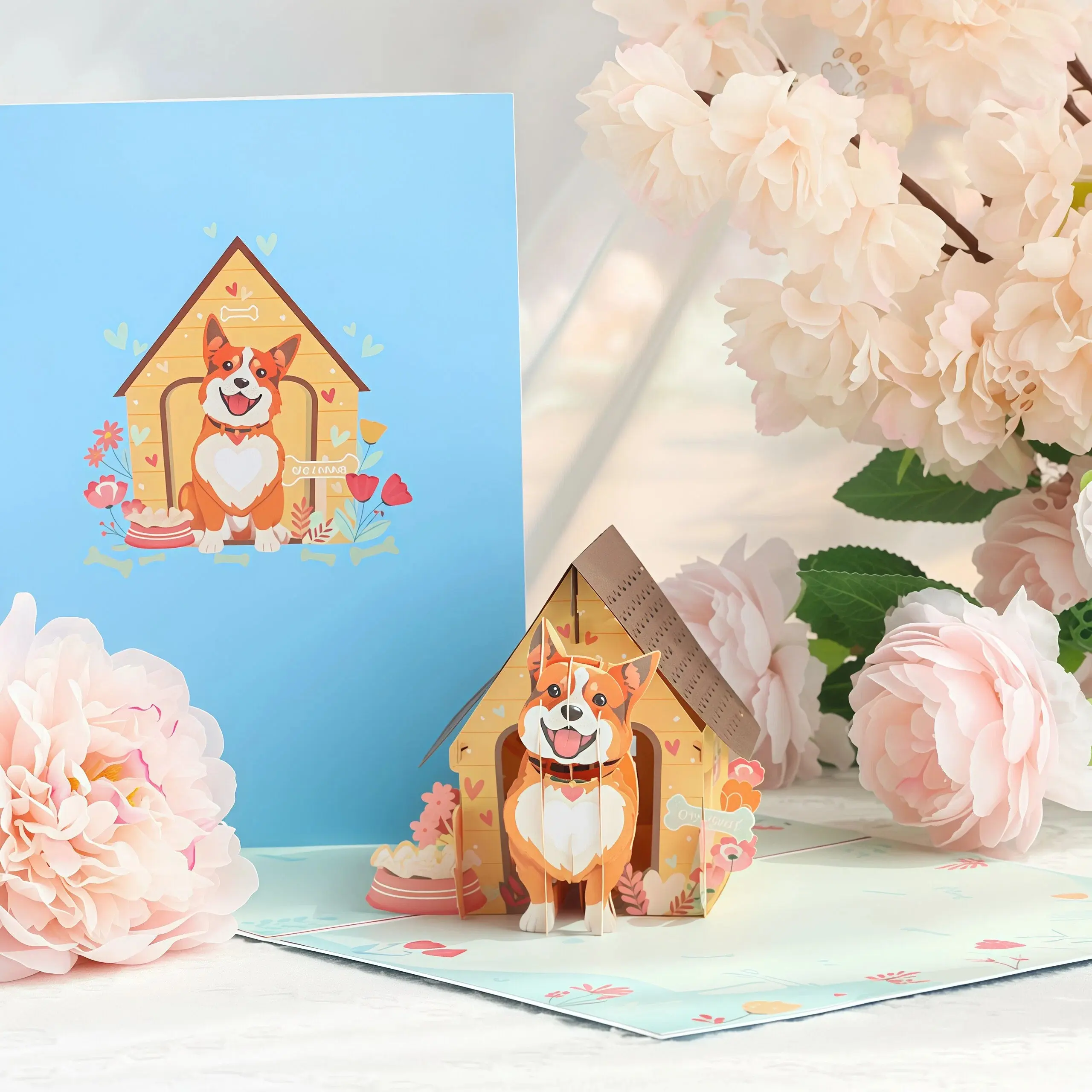 Corgi 3D Pop-Up Card – Cute Dog House Greeting Card, Birthday Card for Dog Lovers, Anniversary Gift, Thank You Card, Pet Lover Gift