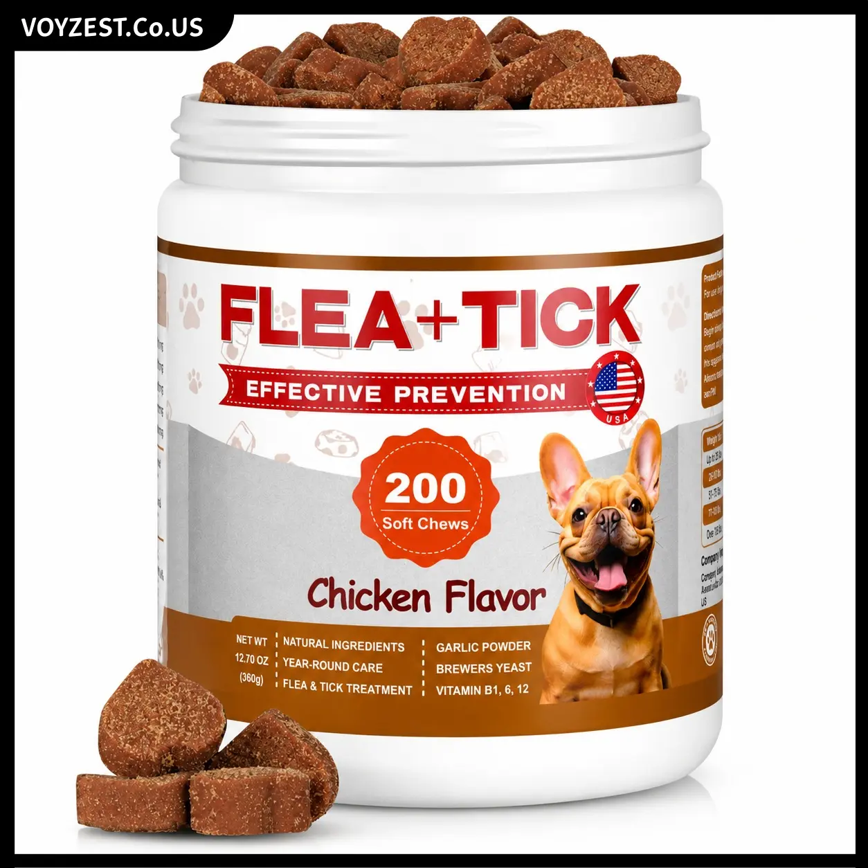 #SummerWins ColEaze Flea & Tick Support Chews for Dogs Chicken Flavor 200 Soft Chews for All Breeds & Ages with Plant-Powered Support & Vitamin Formula Vitamin